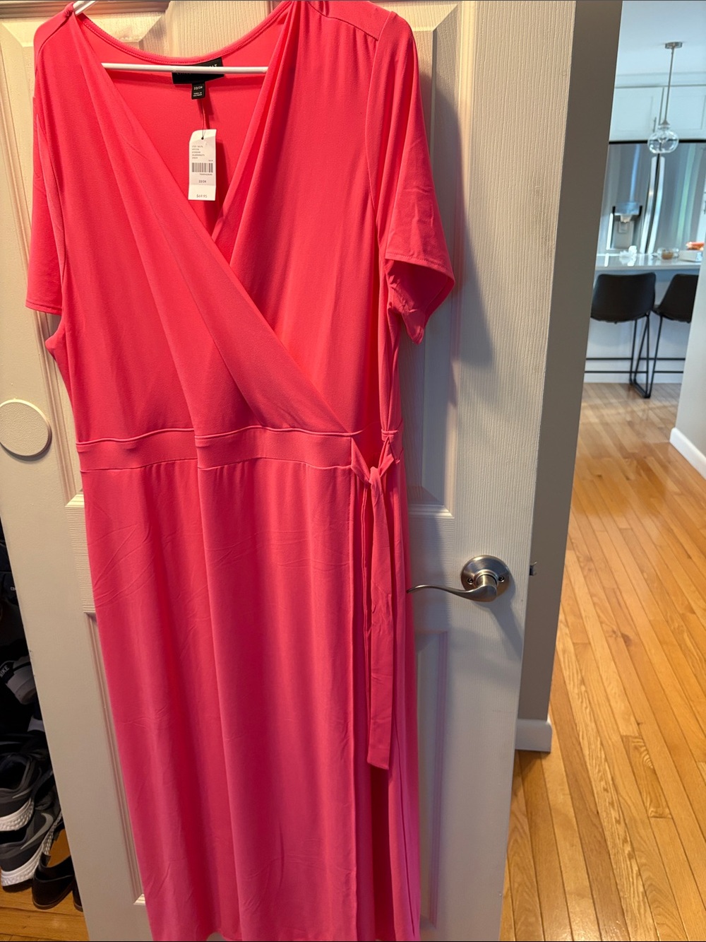 Lane Bryant Hot Pink Faux Wrap Maxi Dress
